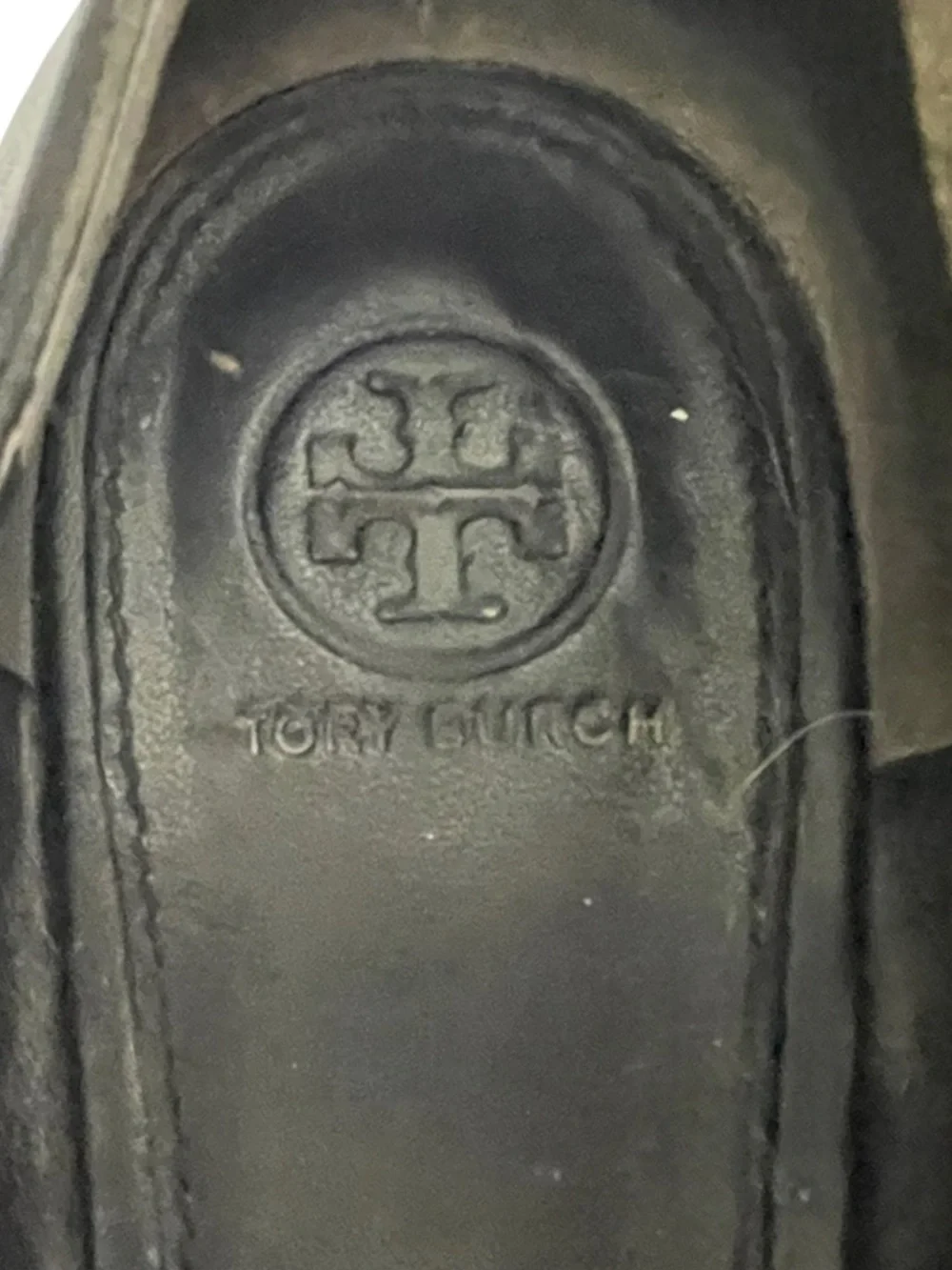 Tory Burch Jessa Black Leather Block Heel Loafers Gold Horsebit Detail Size 8.5